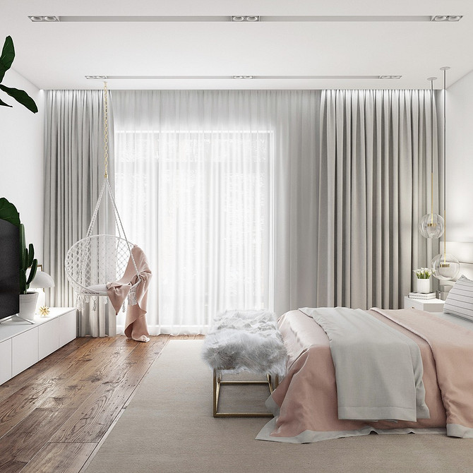 Підвісне крісло з металевим каркасом в сучасному інтер'єрі