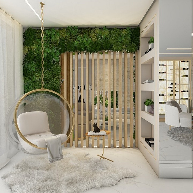 Підвісне крісло з металевим каркасом в сучасному інтер'єрі: стильний акцент.