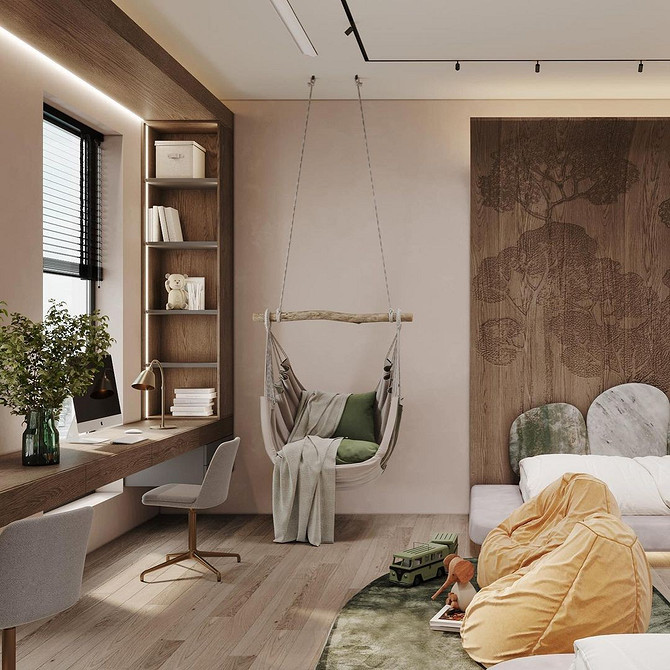 Сучасне підвісне крісло у мінімалістичному інтер'єрі, стильний елемент дизайну