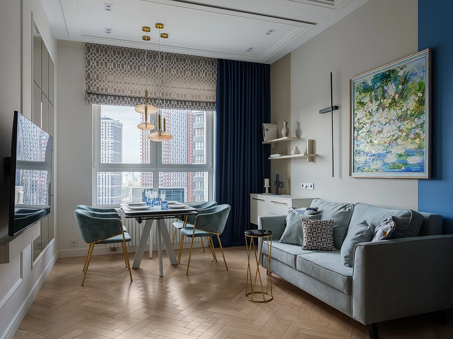 Геометричні настінні полиці в сучасному інтер'єрі, незвичайна форма.