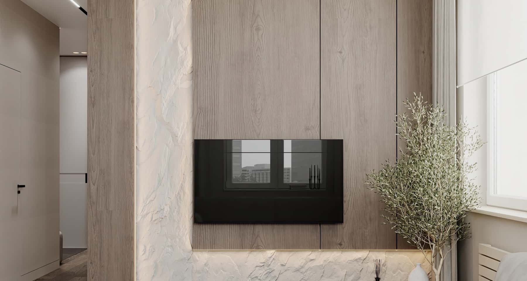 Екологічний ремонт квартири: світла вітальня з дерев'яними елементами та натуральними тканинами