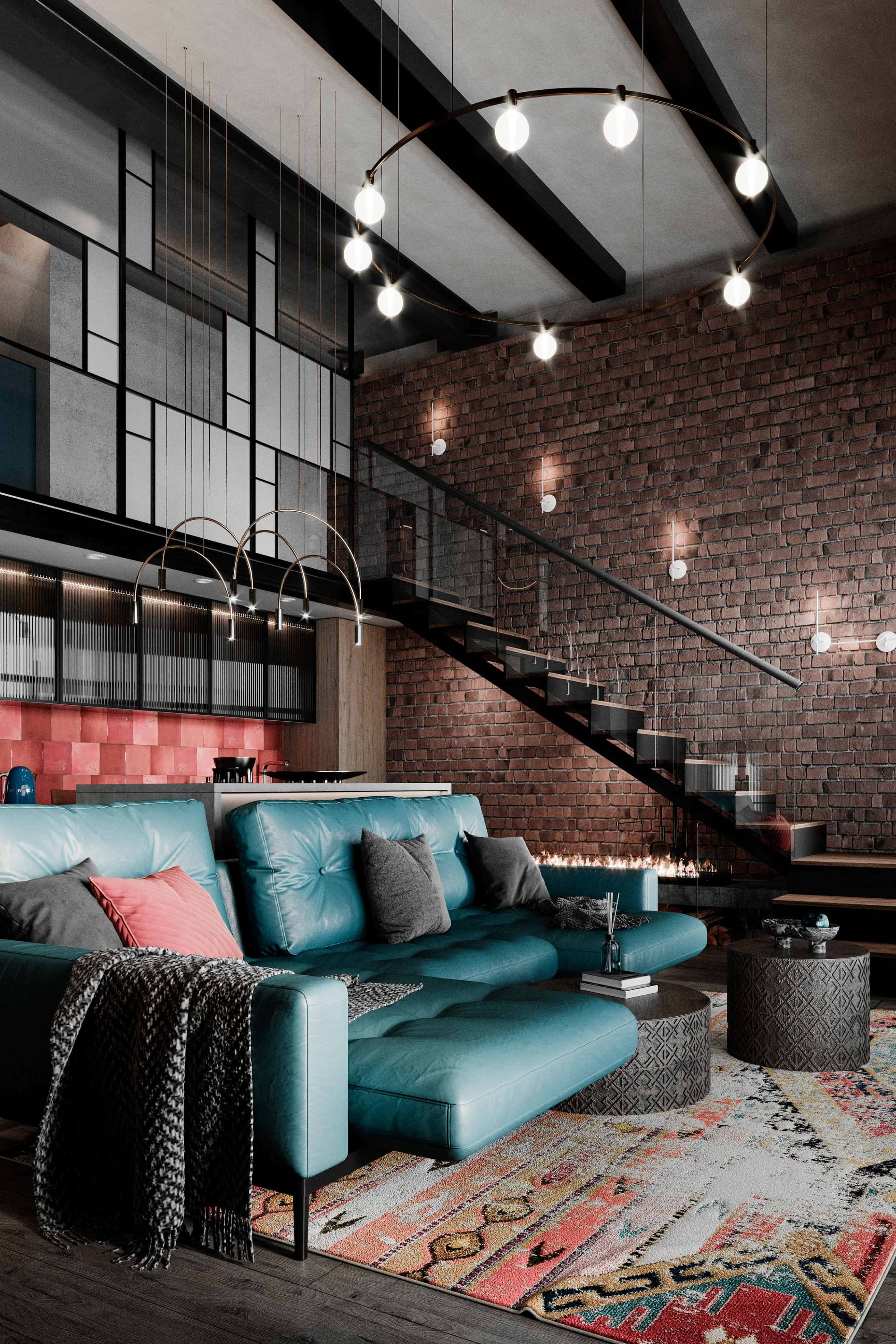 Сучасний дизайн інтер'єру квартири 2025: еклектика з яскравими акцентами в декорі.