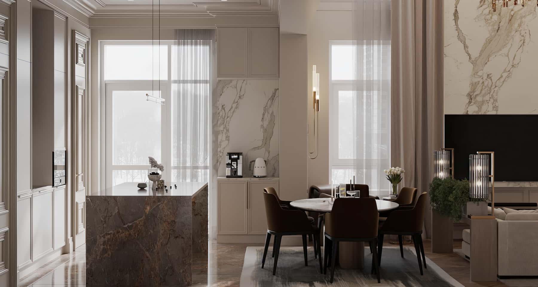 Ремонт 3-кімнатної квартири в ЖК Nagatino i-Land: затишна спальня з м'яким освітленням