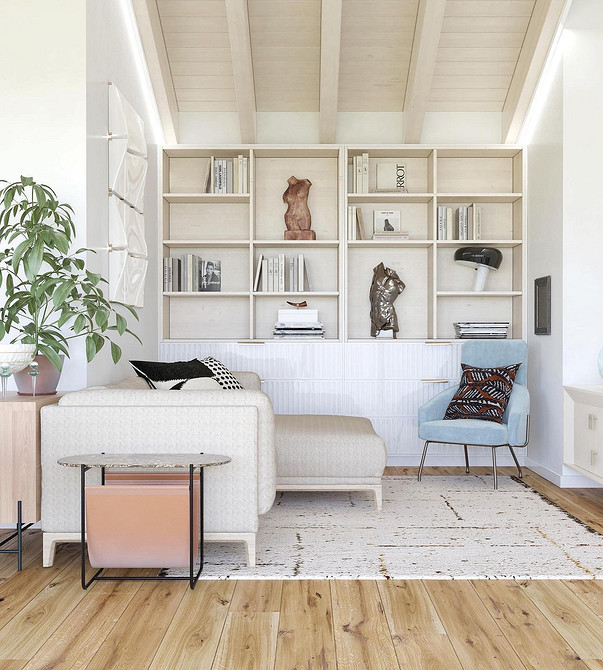 Сучасний дизайн дивану з природними відтінками, тренди меблів 2022