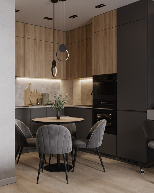 Дизайн кабінету з сірими меблями, що сприяють концентрації та продуктивності, робочий простір.