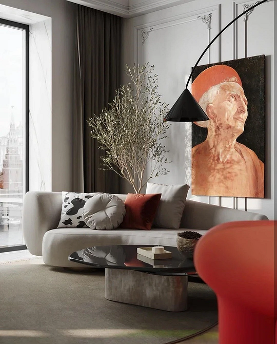 Дизайн вітальні: Сірий диван, освітлення та декор для створення гармонійного інтер'єру