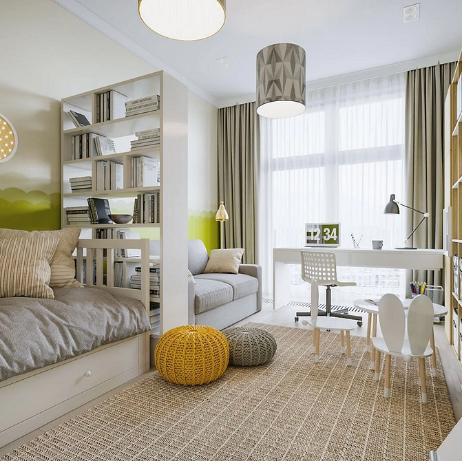 Стильний сірий диван у кабінеті: елегантне рішення для меблів у зоні відпочинку