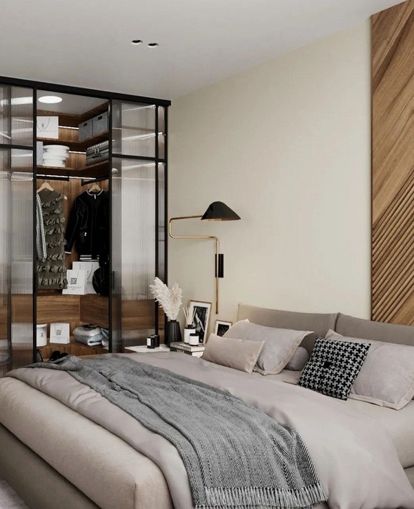 Сучасна шафа-купе з відкритими полицями в спальню: стильний та функціональний елемент інтер'єру.