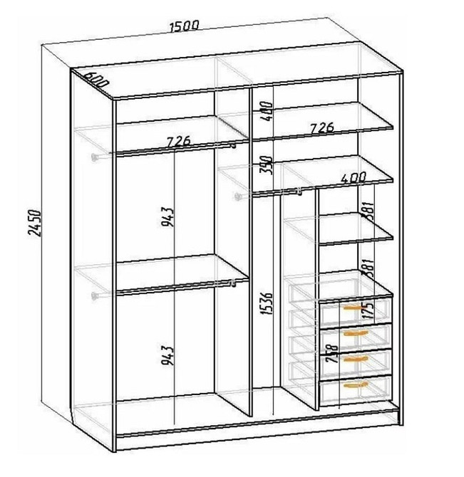 Сучасна шафа-купе в спальню з дзеркальними дверцятами та світлим дизайном.