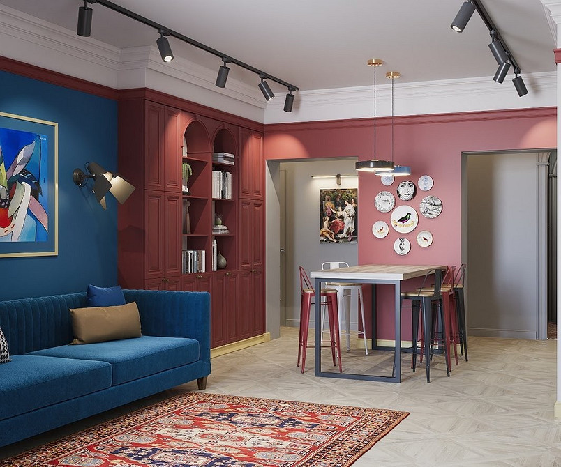 Синій диван в інтер'єрі вітальні: стильний акцент та вдале поєднання кольорів.