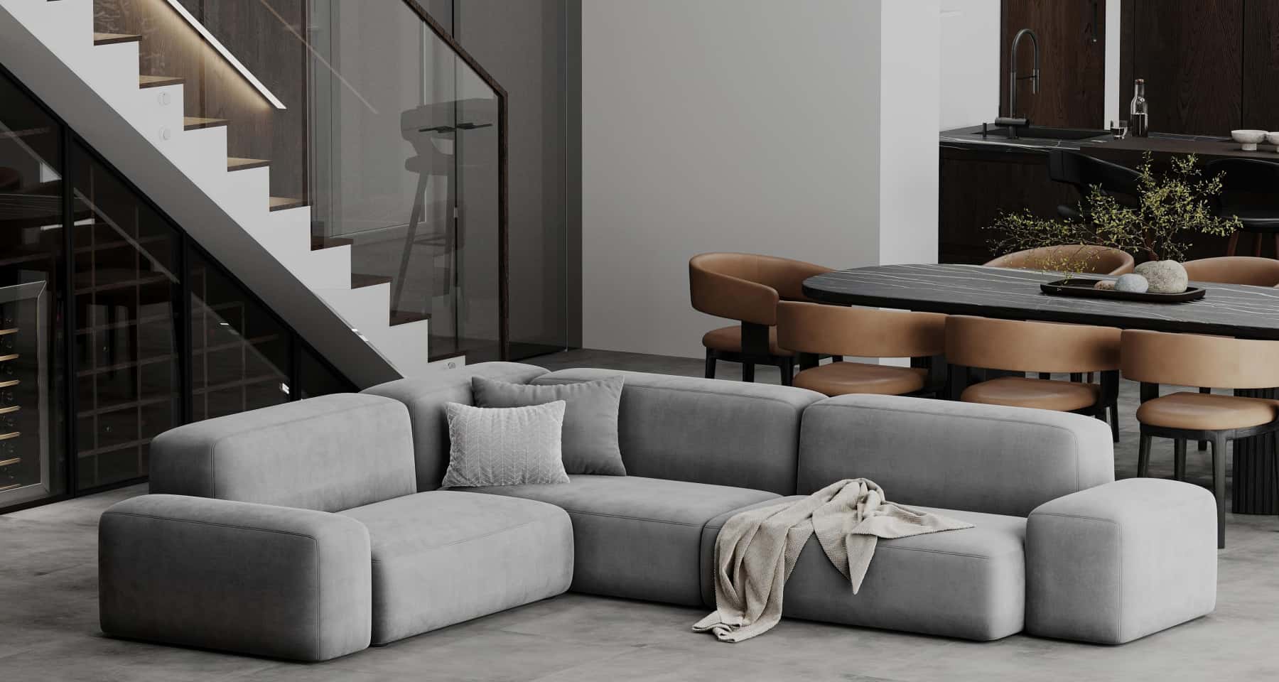 Інтер'єр у стилі мінімалізму з акцентом на функціональність та простоту ліній