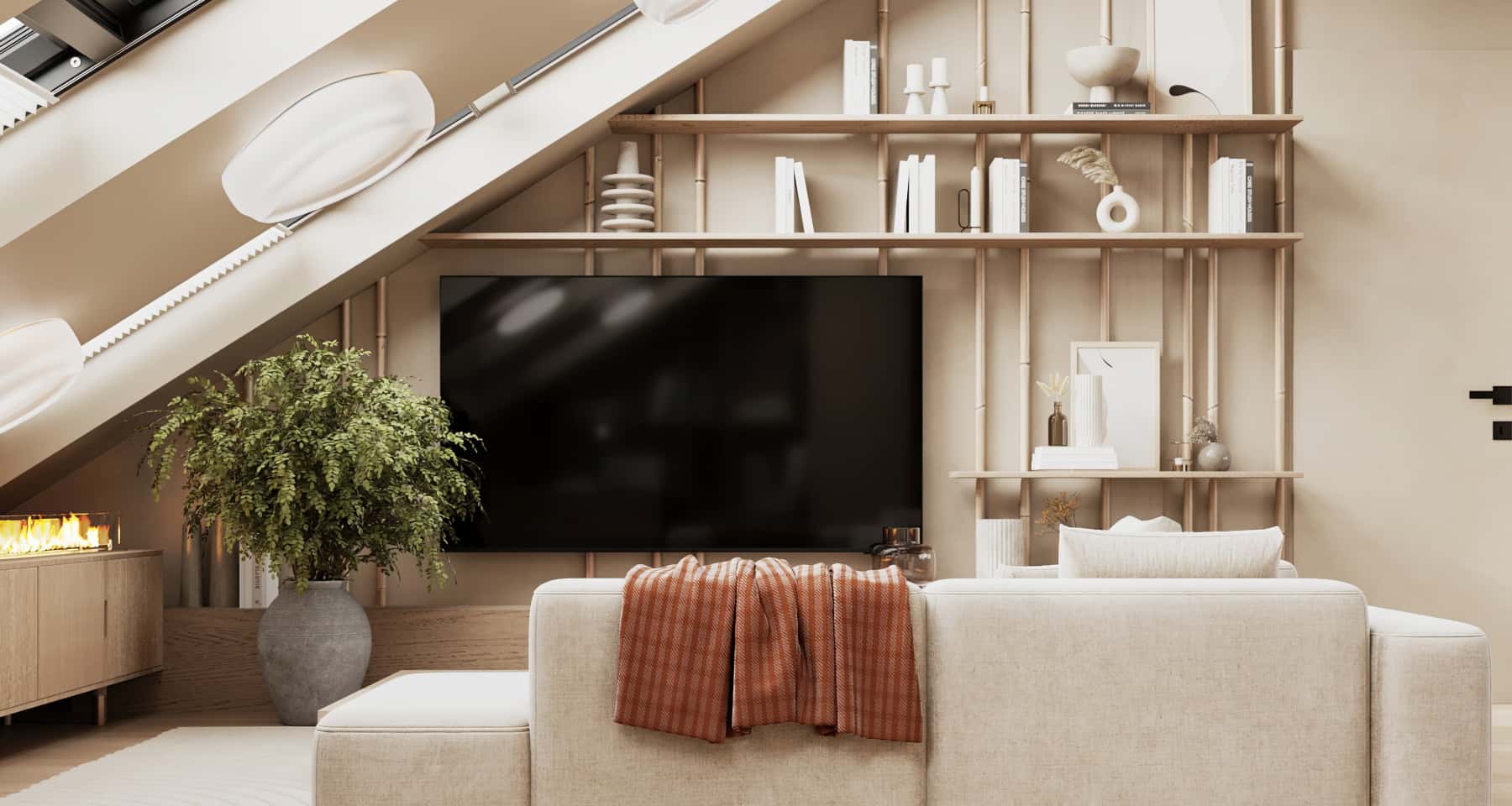 Еко-дизайн квартири в стилі джапанді: дерев'яні елементи та живі рослини.