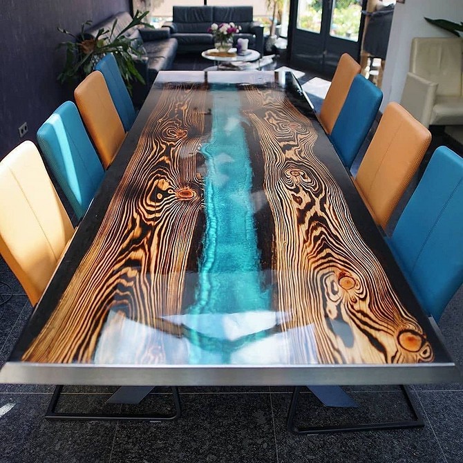 Ефектний стіл з епоксидної смоли та деревини, зроблений своїми руками – натхнення для творчості.