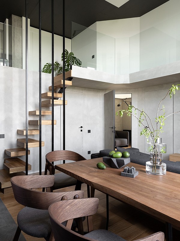 Стильна дерев'яна стільниця з натурального дерева в сучасному дизайні інтер'єру