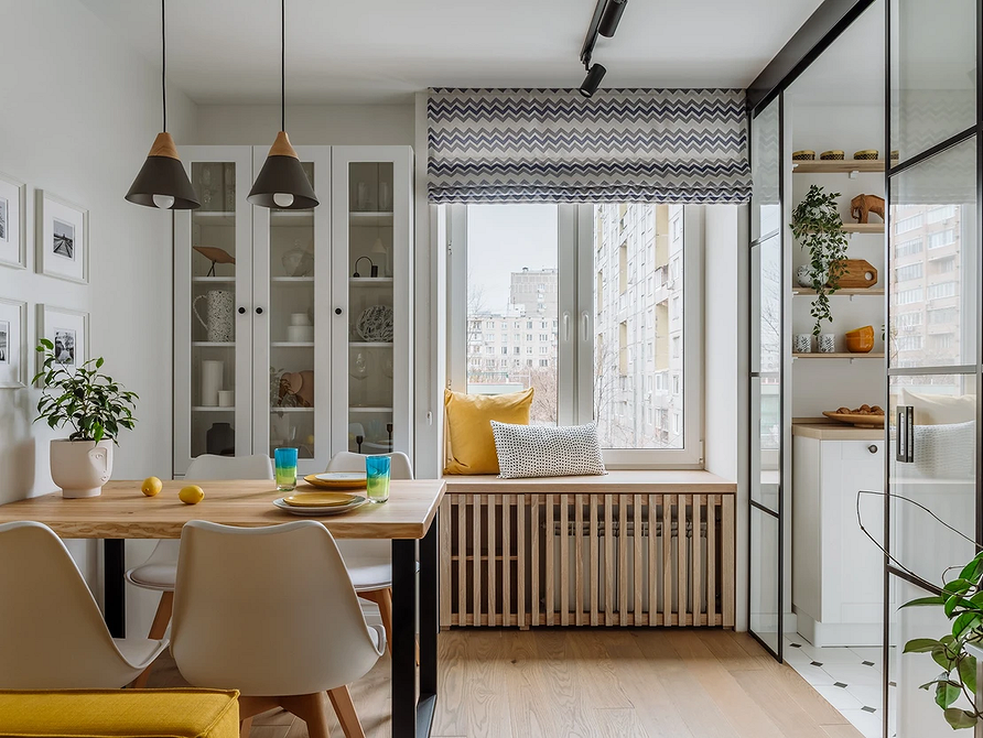 Дизайн кухні з дерев'яною стільницею з дуба. Натуральні матеріали в інтер'єрі.