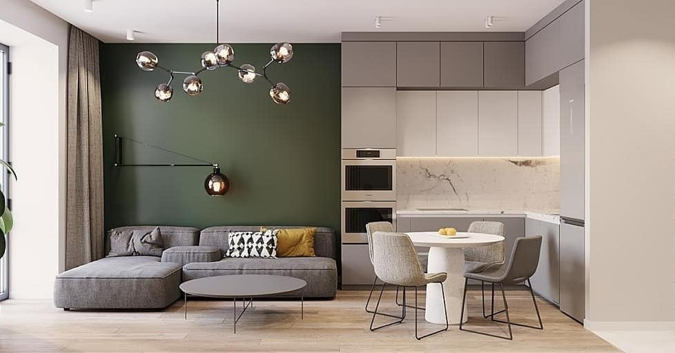 Світла кухня з кутовим диваном біля вікна, денне світло і комфортний відпочинок.