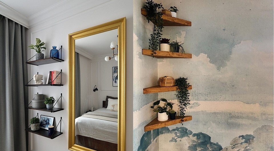 Ідеї для інтер'єру: оригінальні способи кріплення відкритих полиць на стіну.