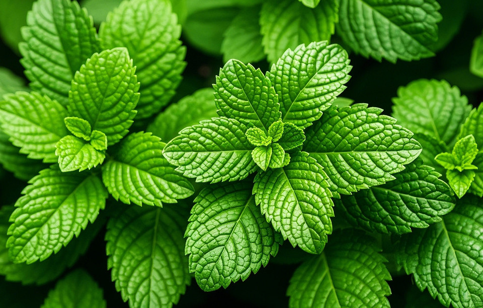 Фотографія кущиків різних видів м'яти, що ростуть в саду, з назвами сортів