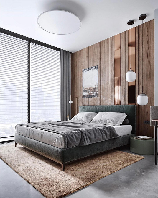 М'які ліжка: Комфортна спальня з великим м'яким ліжком та приліжковими тумбочками в 2024.