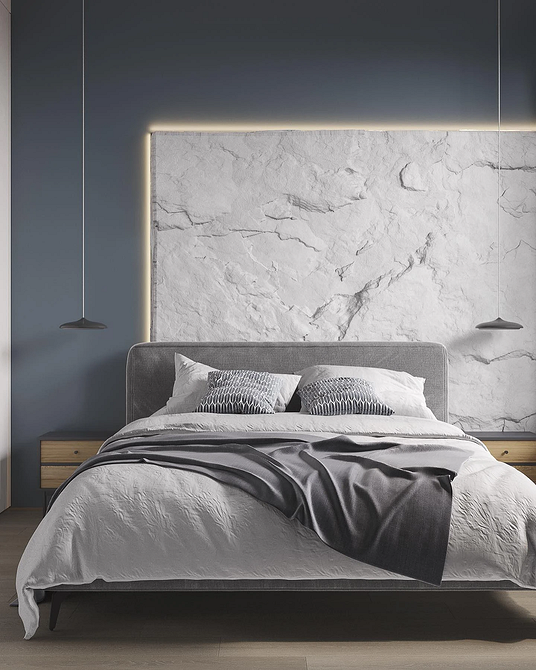 Сучасні ліжка: Дизайн спальні з акцентом на текстуру та природні матеріали в 2024.