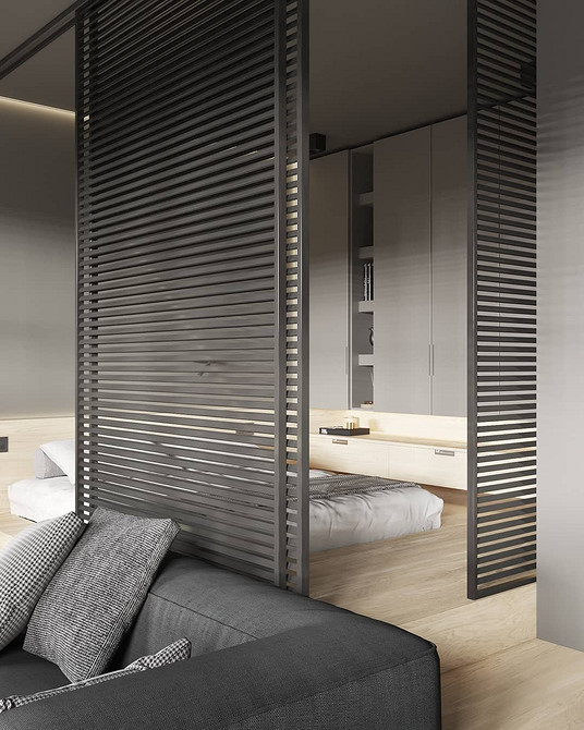 Функціональний ліжко-подіум з освітленням, зонування простору та стильний дизайн.