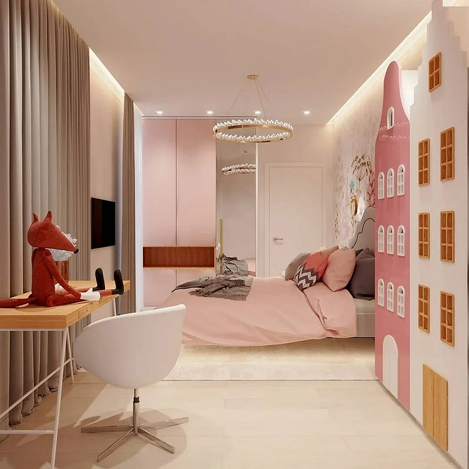 Сучасне ліжко з великим м'яким узголів'ям для затишного дизайну спальні.