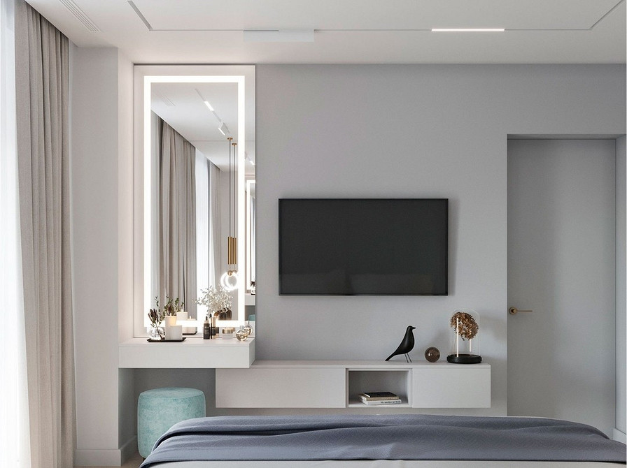 Дерев'яна тумба під телевізор з відкритими полицями для зберігання.