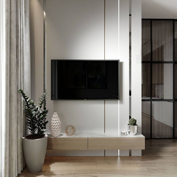 Підвісна тумба під телевізор з підсвічуванням для створення ефекту легкості