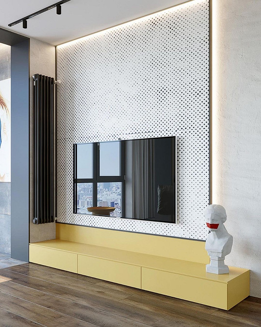 Тумба під телевізор в стилі лофт з металевими елементами та дерева.