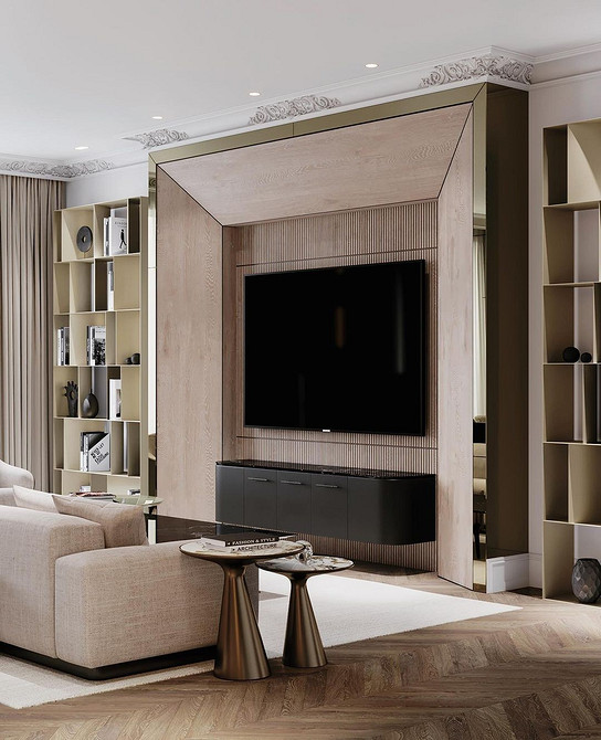 Тумба під телевізор підвісна, сучасний дизайн та економія простору в кімнаті.