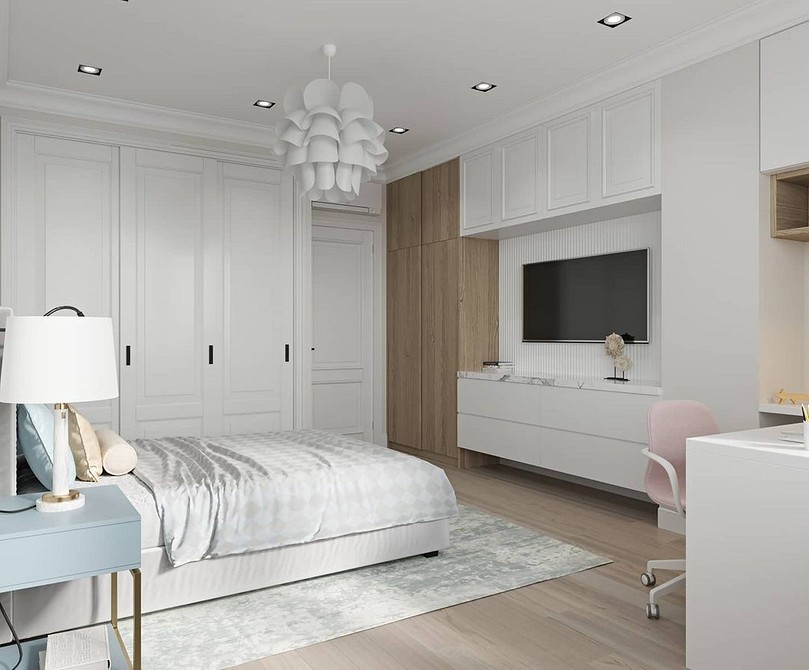 Тумба під телевізор у скандинавському стилі з натурального дерева та мінімалістичним дизайном.