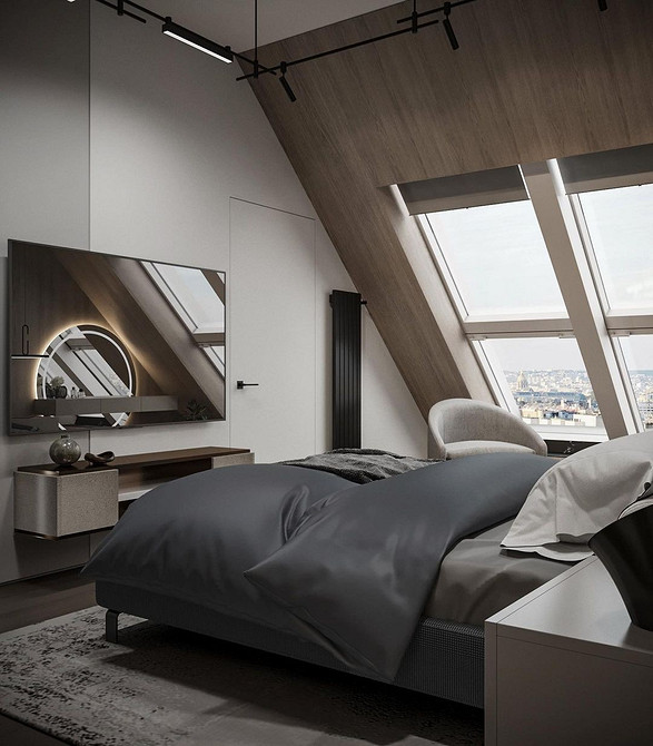 Тумба під телевізор з відкритими полицями та закритими шафками для зберігання.