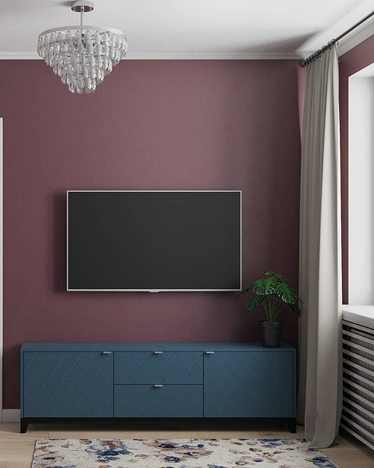 Тумба під телевізор з підсвіткою для створення затишної атмосфери ввечері.