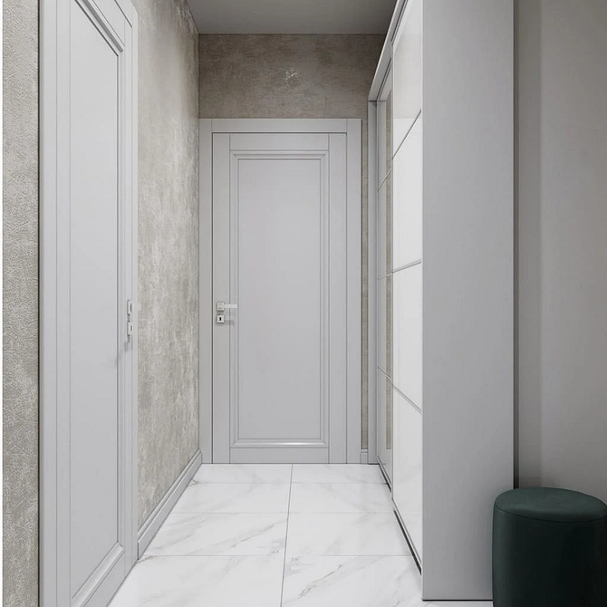 Дзеркальна шафа з розсувними дверима у вітальні, зручне та стильне рішення