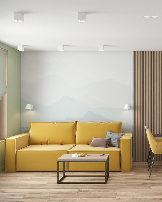 Жовтий шкіряний диван у вітальні: розкішний та практичний вибір для сучасного інтер'єру