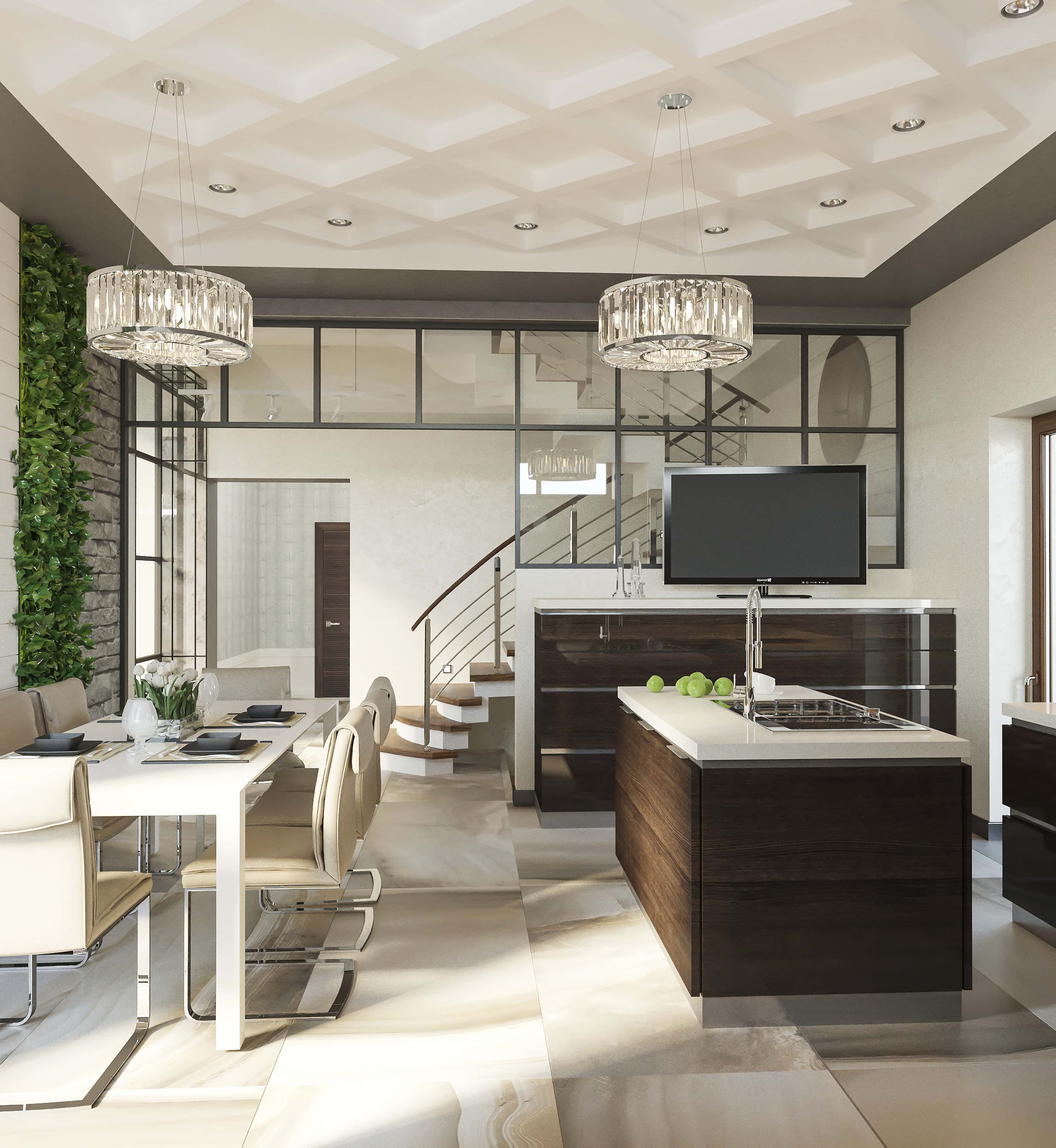 Інтер'єр з панорамними вікнами, що поєднує еко-стиль та мінімалізм у 2026 році.