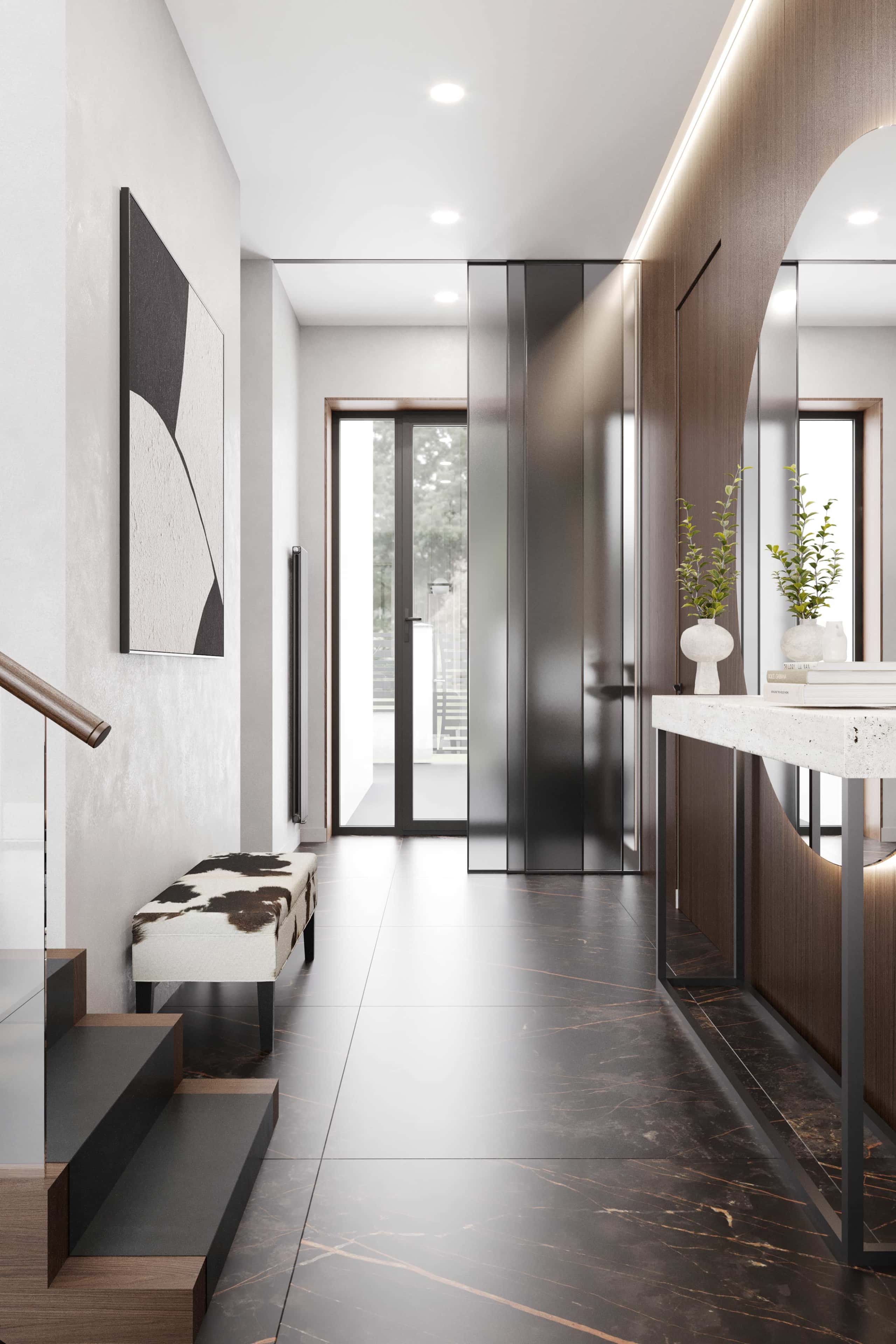 Заміський будинок з панорамними вікнами, сучасний стиль, гармонія з ландшафтом, еко-дизайн.