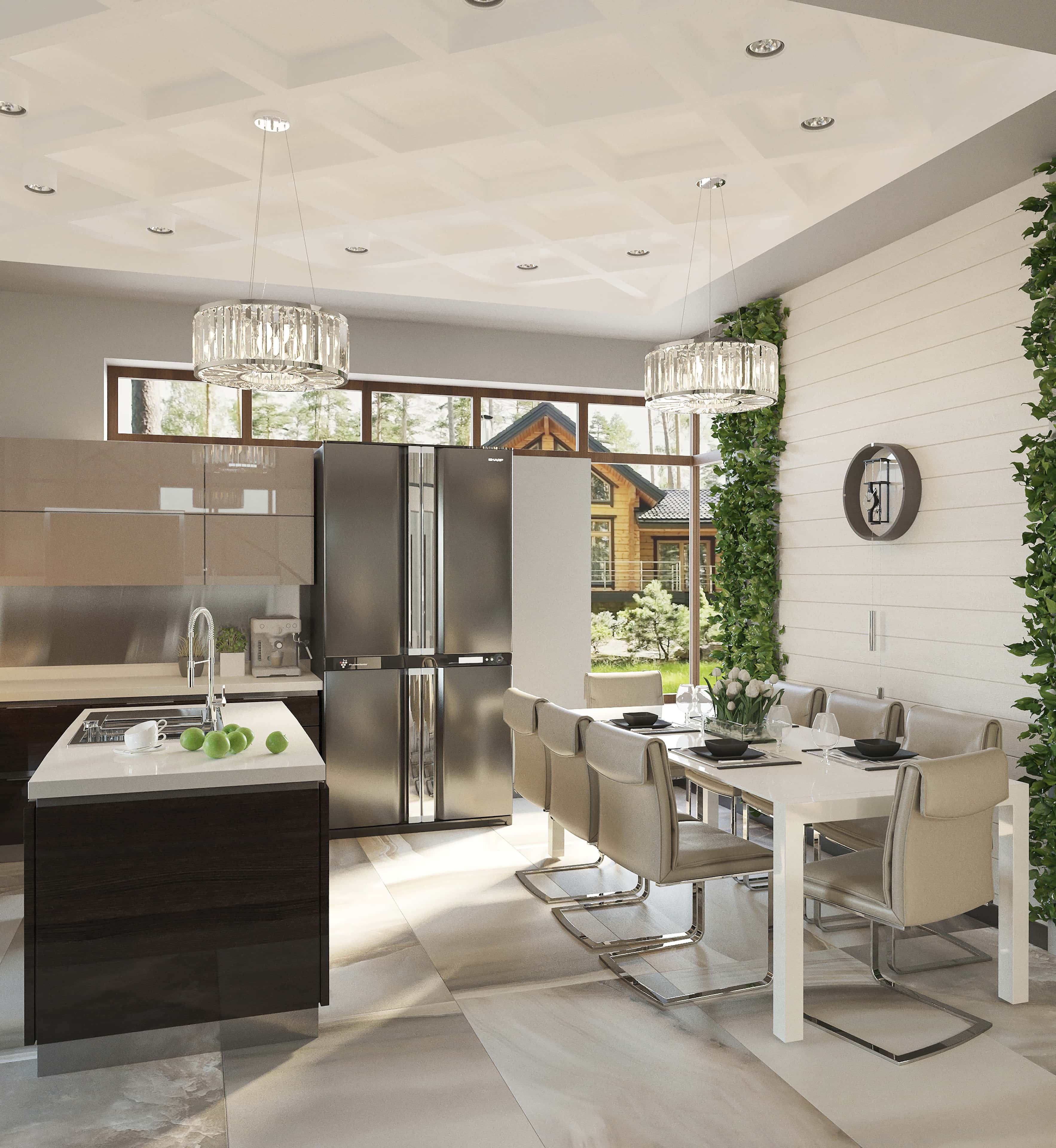 Панорамні вікна у дизайні дому, підкреслюють красу природного ландшафту 2026.