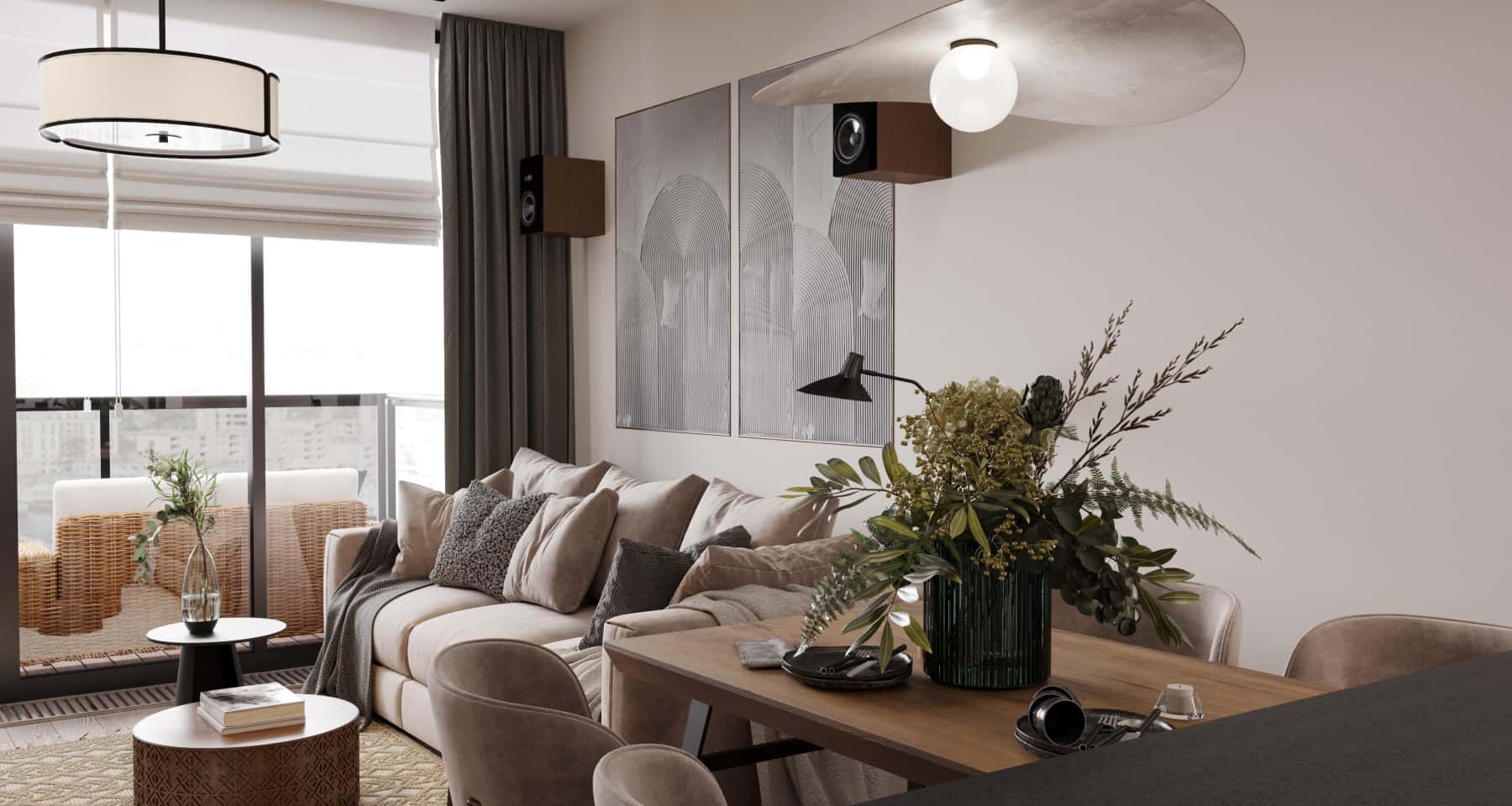 Модний інтер'єр 2026: екологічний дизайн вітальні з використанням природних матеріалів.