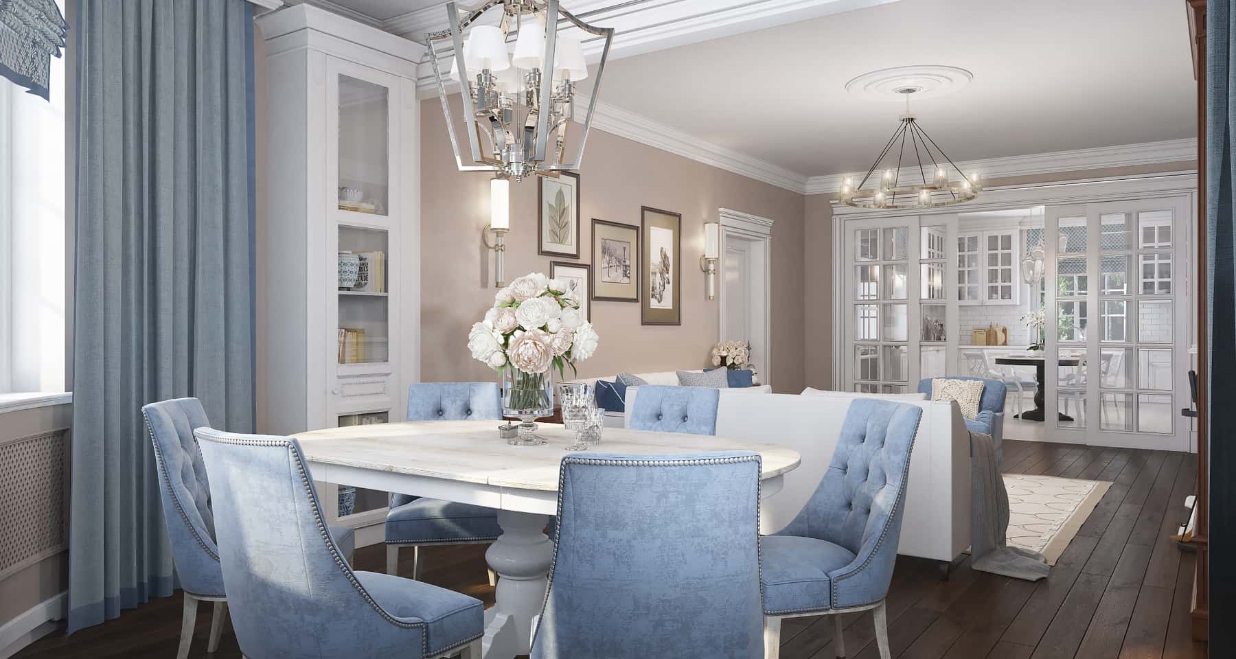 Дизайн кухні в світлих тонах з використанням підвісних шаф та полиць 2026