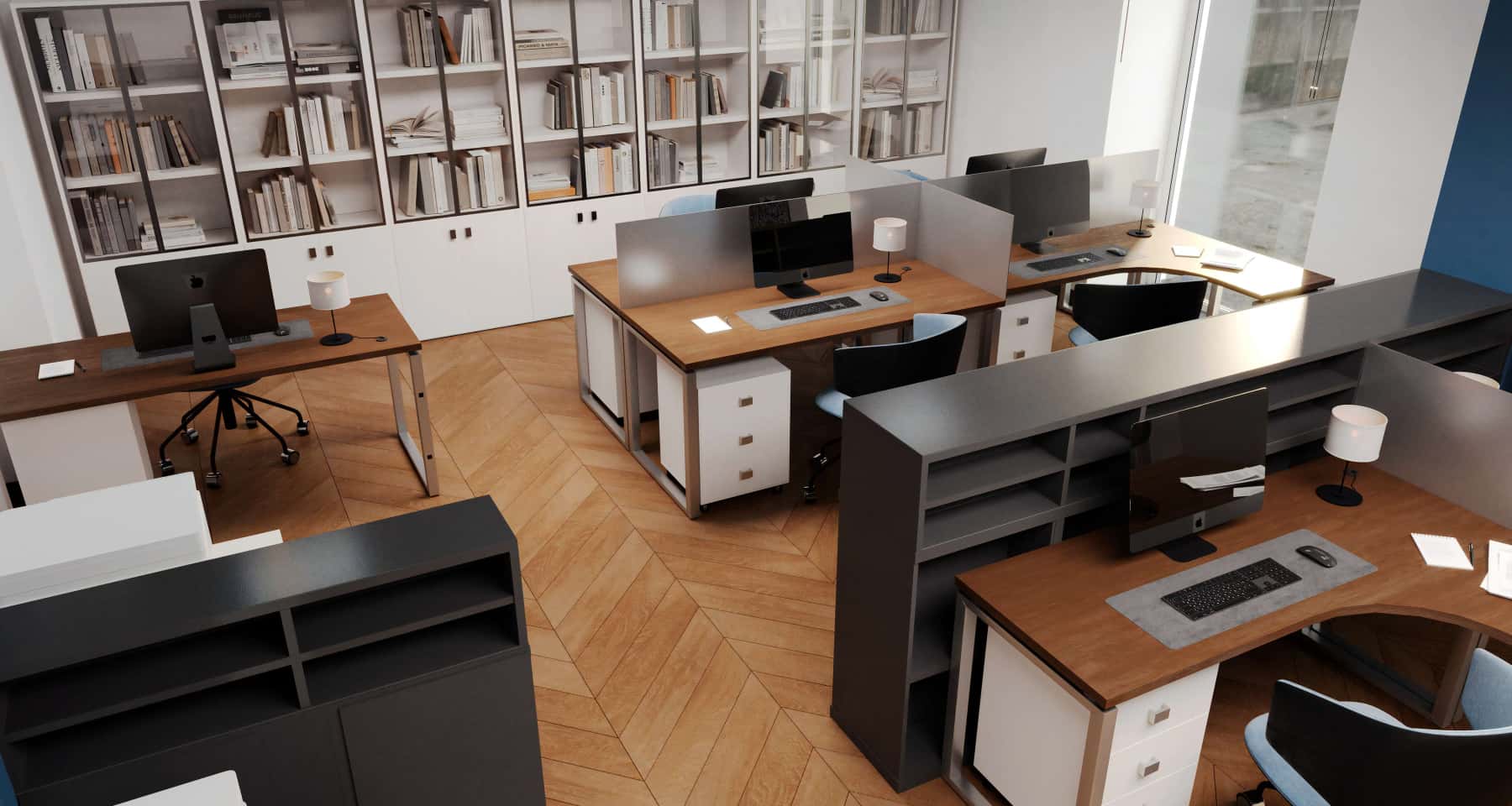 Сучасний дизайн офісу 2026: відкритий простір для командної роботи та спілкування.