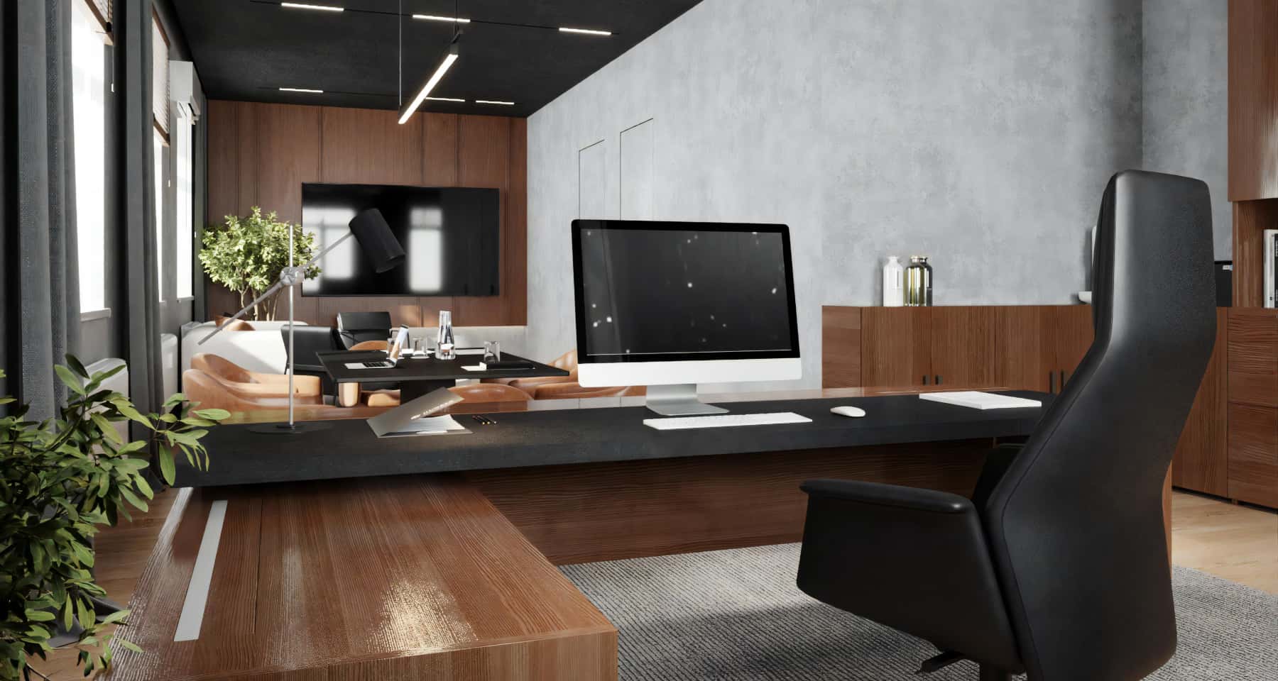 Приклад дизайну офісного приміщення з озелененням та натуральними матеріалами