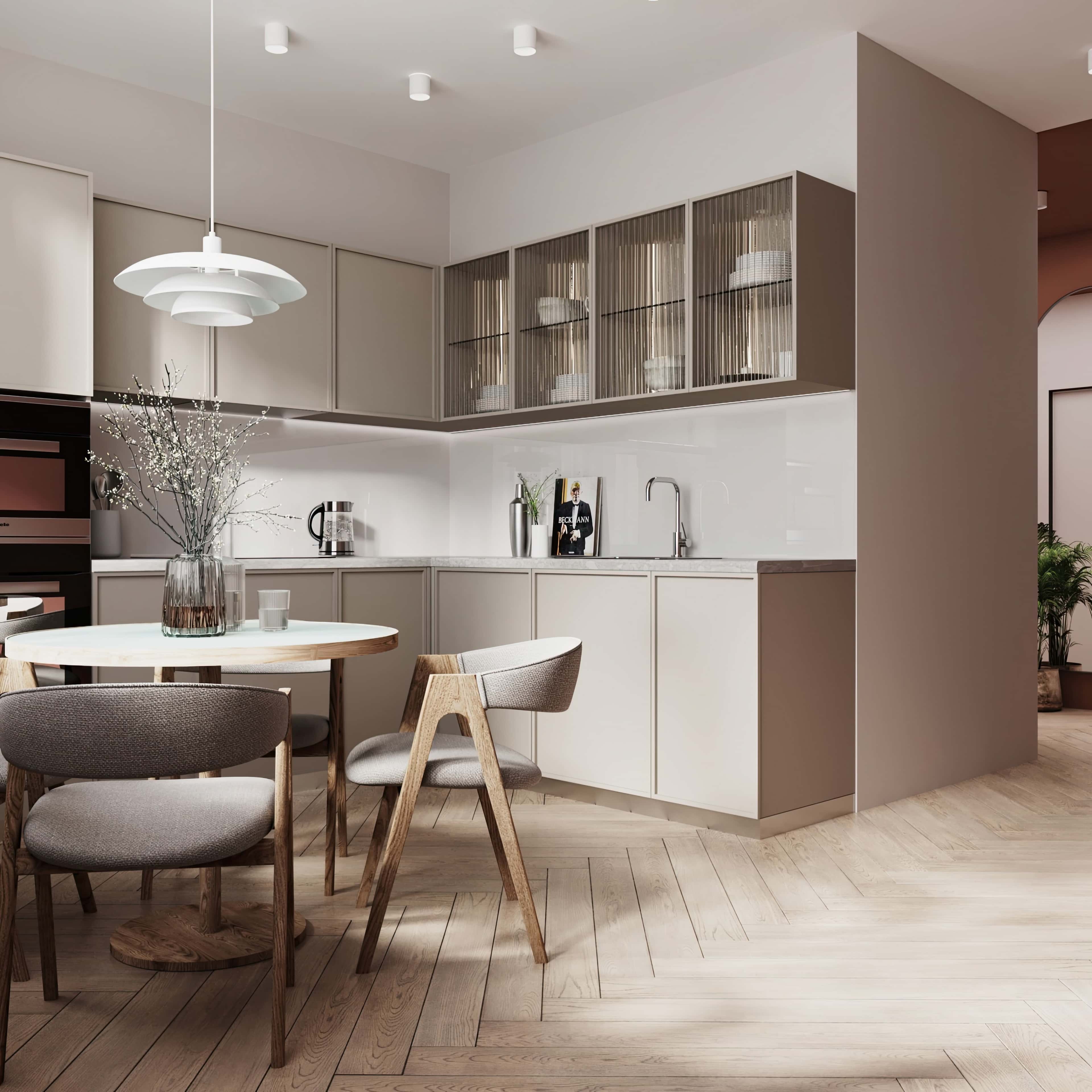 Дизайн трикімнатної квартири 2026: світла спальня з великим ліжком та вікном.