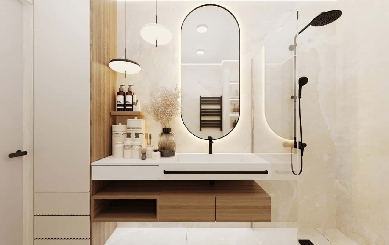 Сучасний дизайн трикімнатної квартири з великими вікнами та натуральним освітленням