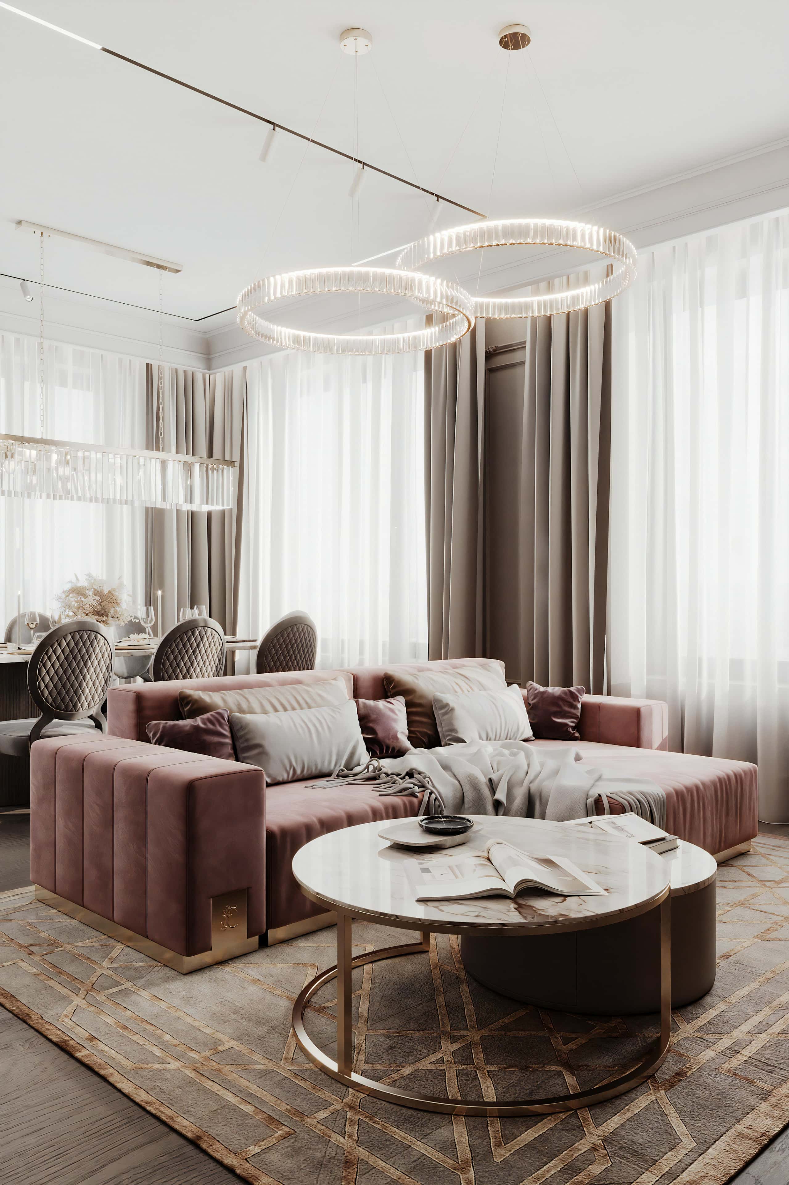 Дизайн інтер'єру квартири: гармонійне поєднання стилю неокласика та сучасних елементів.