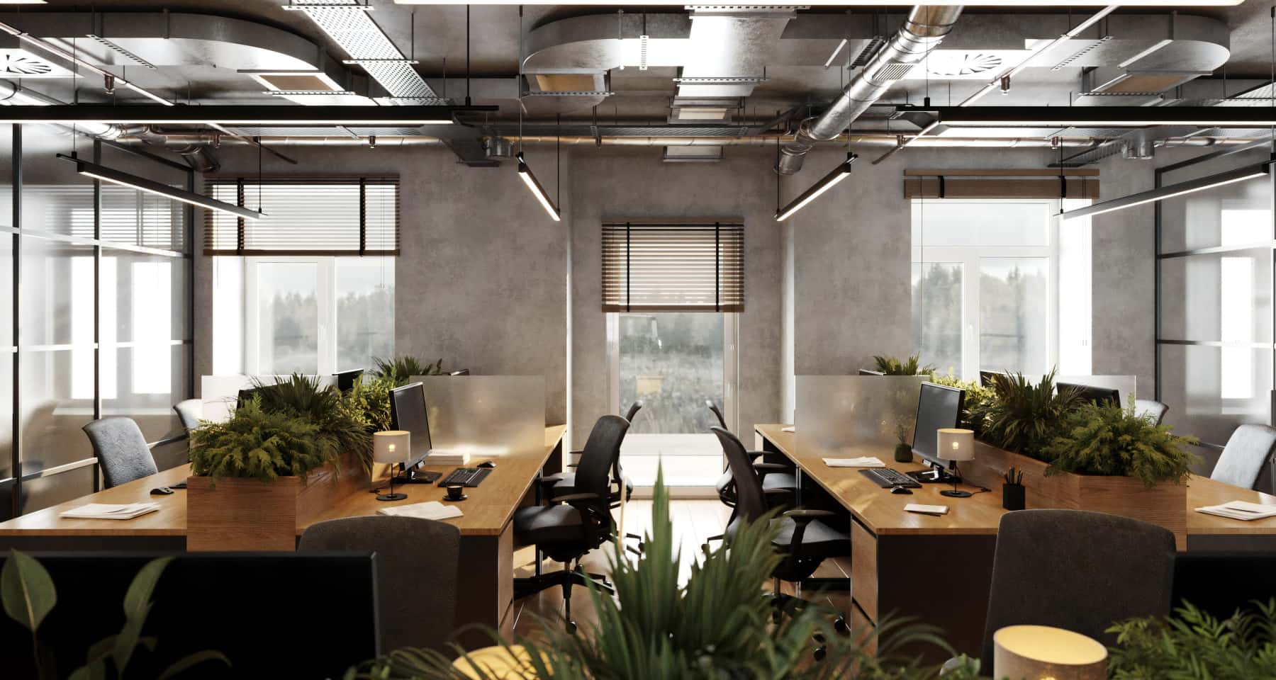 Дизайн офісу 2026: зручна кухня з зоною для відпочинку та кави-брейків для працівників.