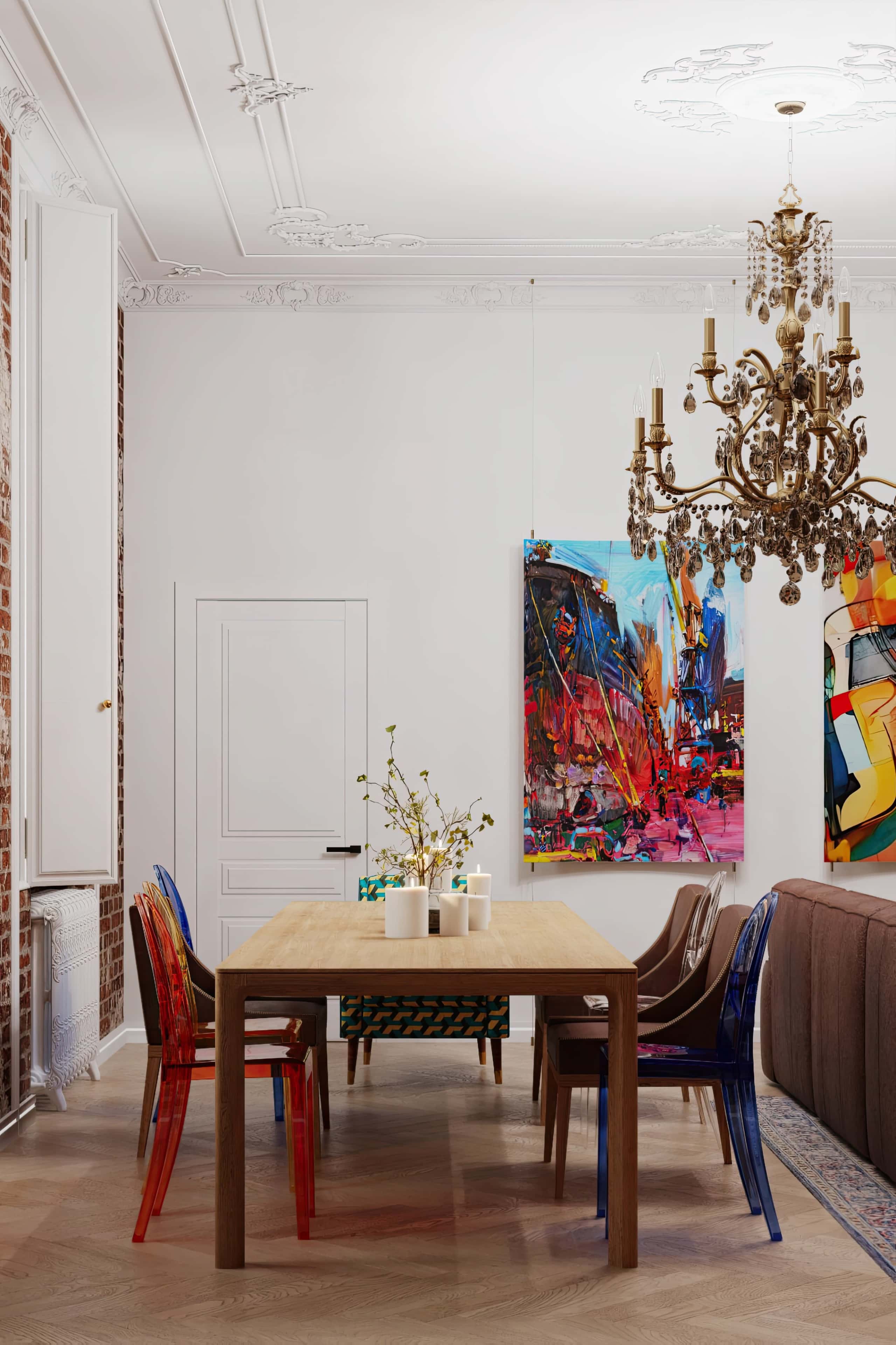 Акцентні стіни 2026: яскрава помаранчева стіна у вітальні з сучасним каміном.