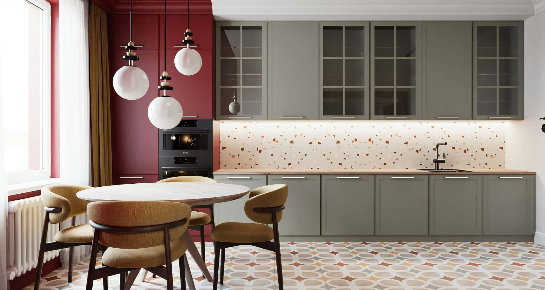 Креативний дизайн кухні з яскравими кольорами та незвичайними формами, 2026 рік