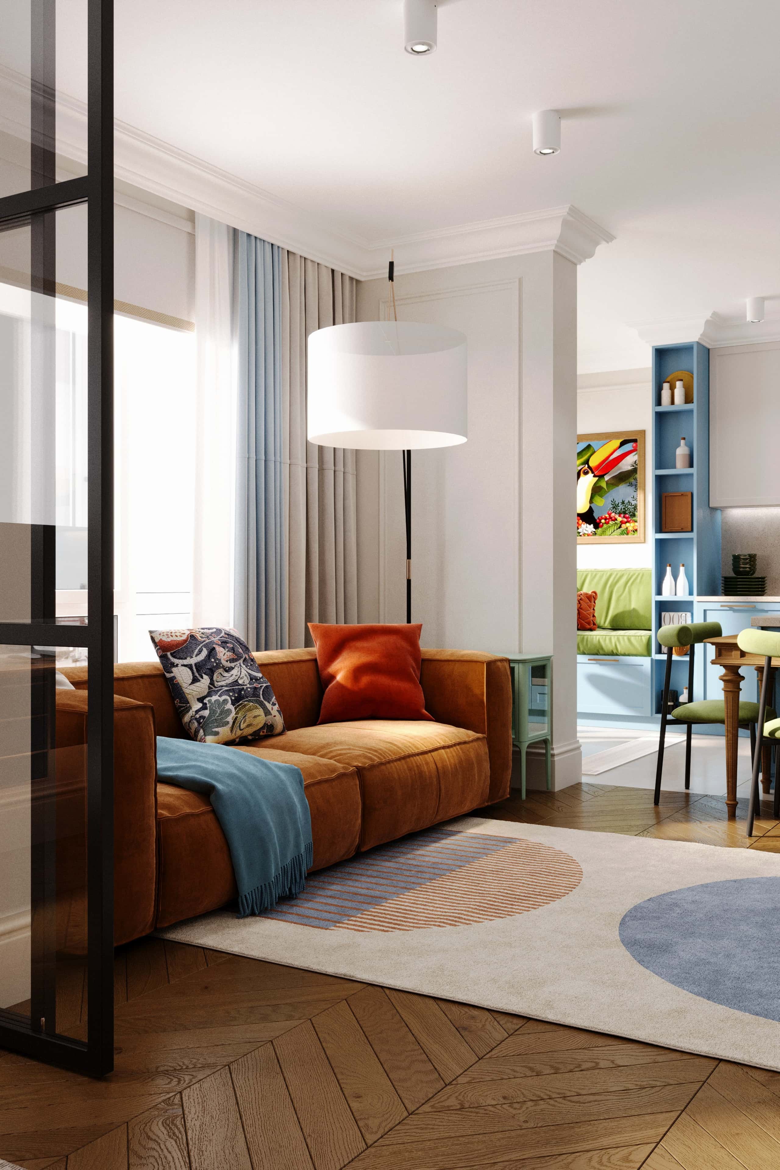 Приклад поєднання кольорів в неокласичному інтер'єрі з використанням пастельних відтінків.