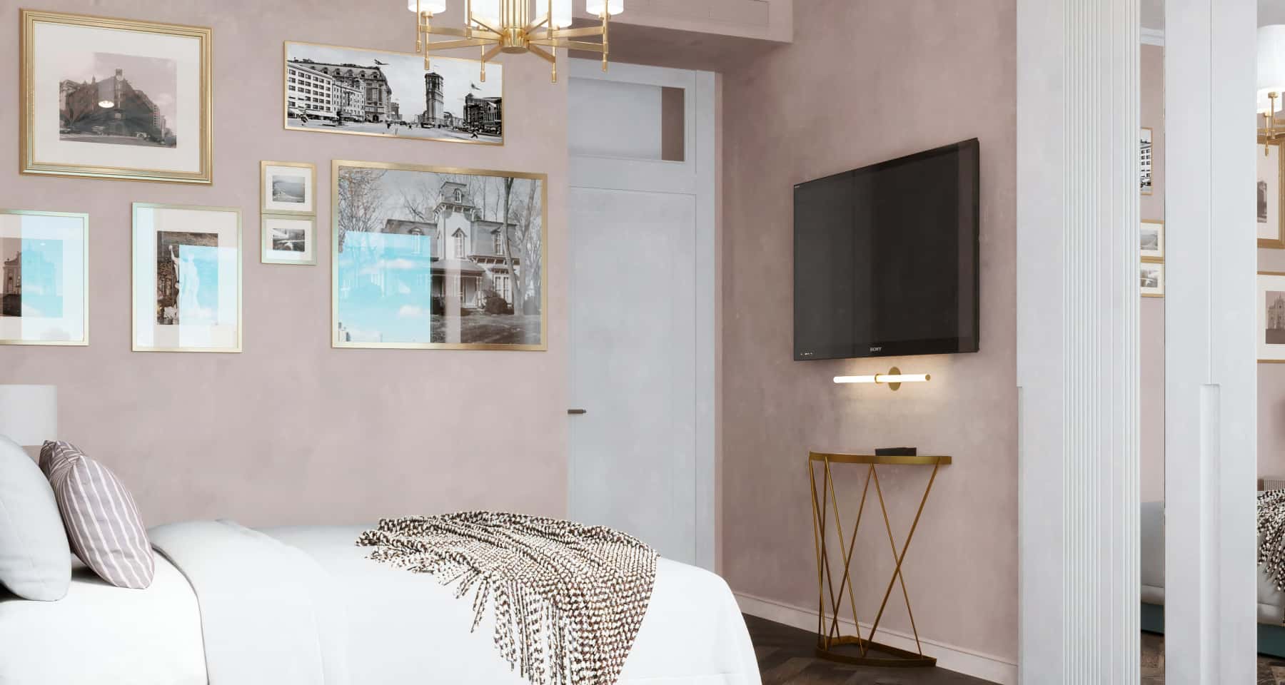 Інтер'єр дитячої кімнати з використанням нейтральних кольорів та яскравих іграшок.